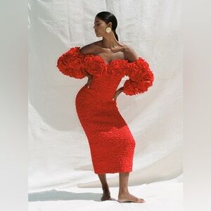 Mara Hoffman Lune Dress Popcorn Red Size XS $1,345.00